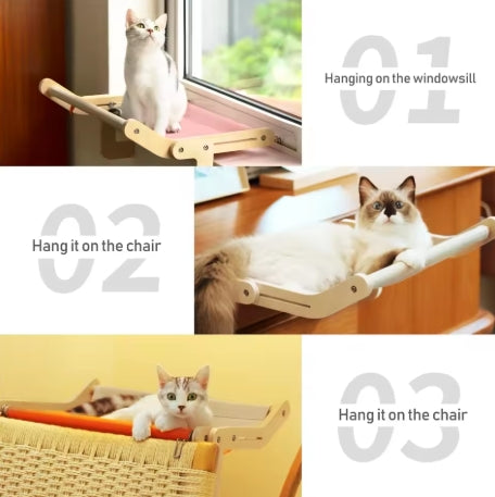 Cat Hammock Wooden Assembly Hanging Bed Cotton Canvas Easy Washable Multi-Ply Plywood Hot Selling Hammock Nest Beds Hammock